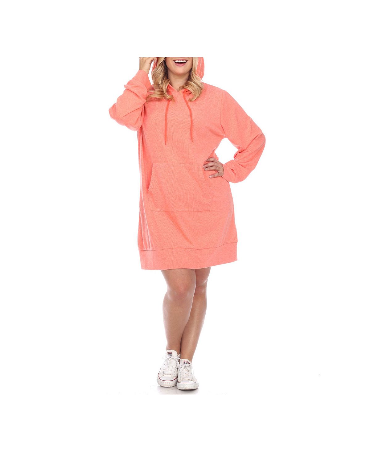 Women's Plus Size Hoodie Dress White Mark