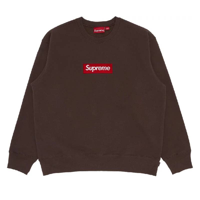 سويت شيرت Supreme Box Logo بياقة دائرية، بني