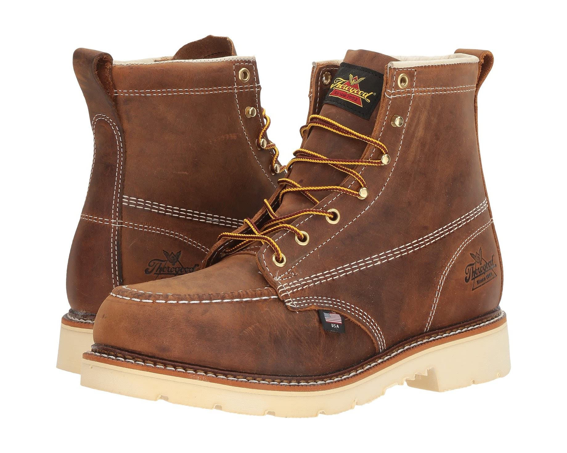 American Heritage 6" Moc Toe Safety Thorogood Boots, Brown