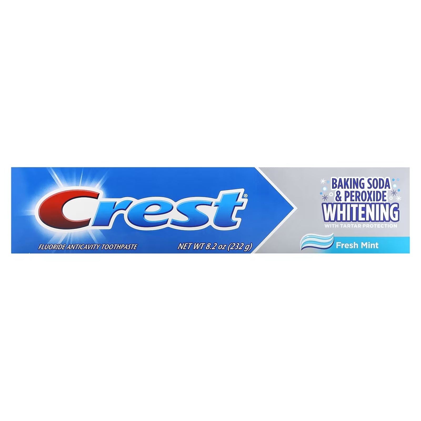 Crest whitening fluoride toothpaste with baking soda and peroxide fresh mint , 232 g