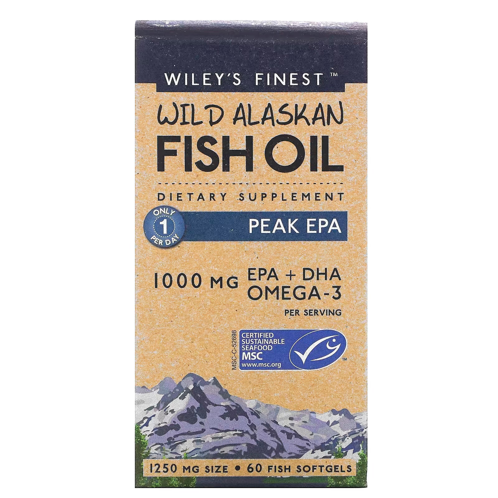 Wiley's Finest, Wild Alaskan Fish Oil, Maximum EPA, 1000 mg 60 fish capsules