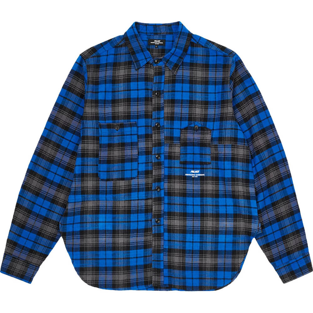 قميص من مجموعة Palace x Engineered Garments Panel Check باللون الأزرق