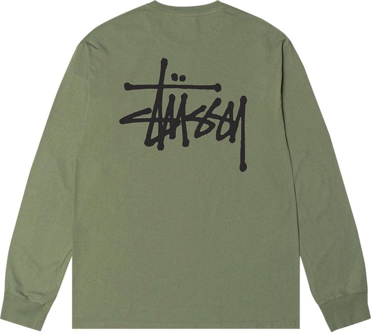 Stussy Basic Pigment Dyed Long-Sleeve Tee 'Artichoke', green