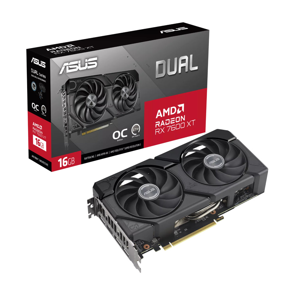 Video card ASUS Dual Radeon RX 7600 XT OC Edition, 16 GB, black