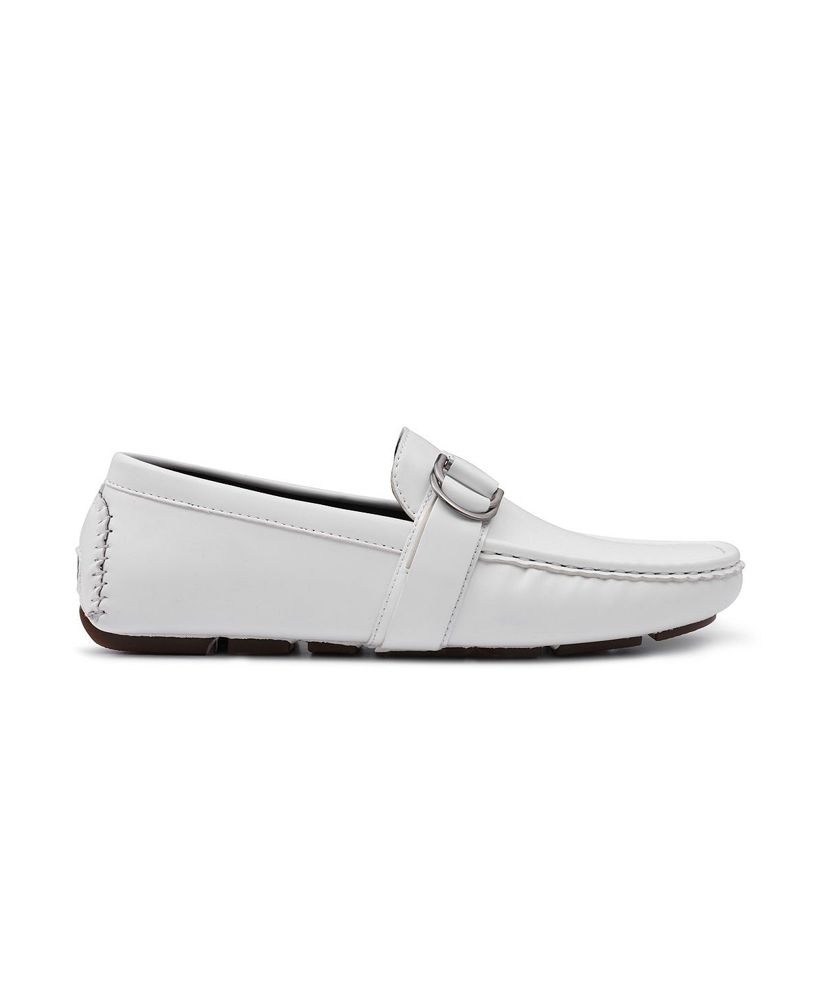 Aston Marc men's side buckle loafers, white