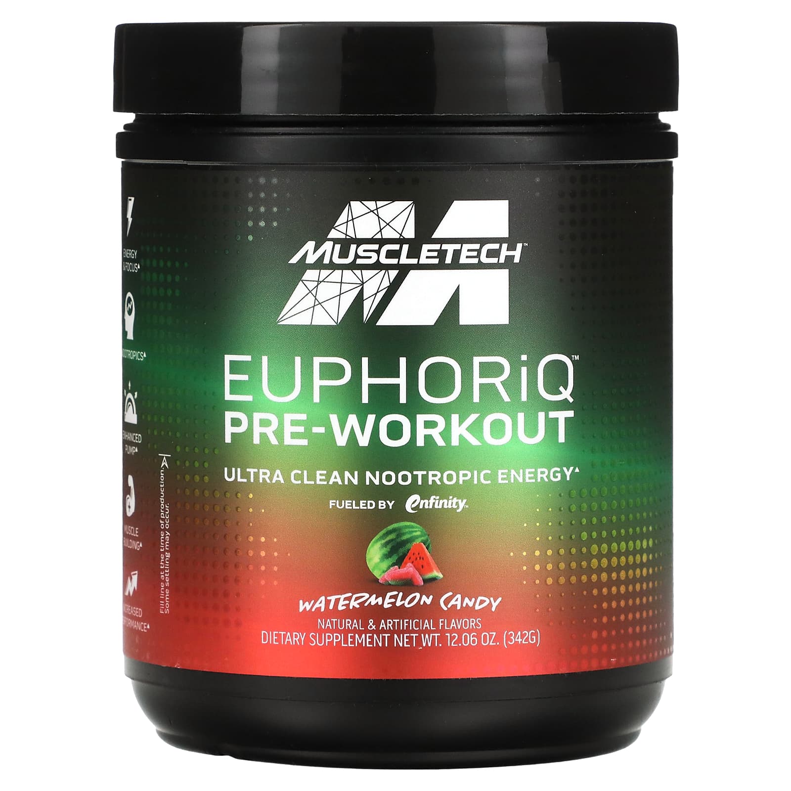 مكمل ما قبل التمرين من MuscleTech EuphoriQ، حلوى البطيخ، 342 جم