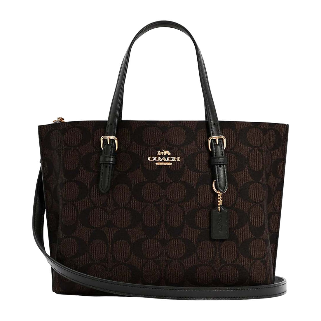 Coach Outlet Mollie Tote 25 in Signature Canvas, Dark Brown/Black