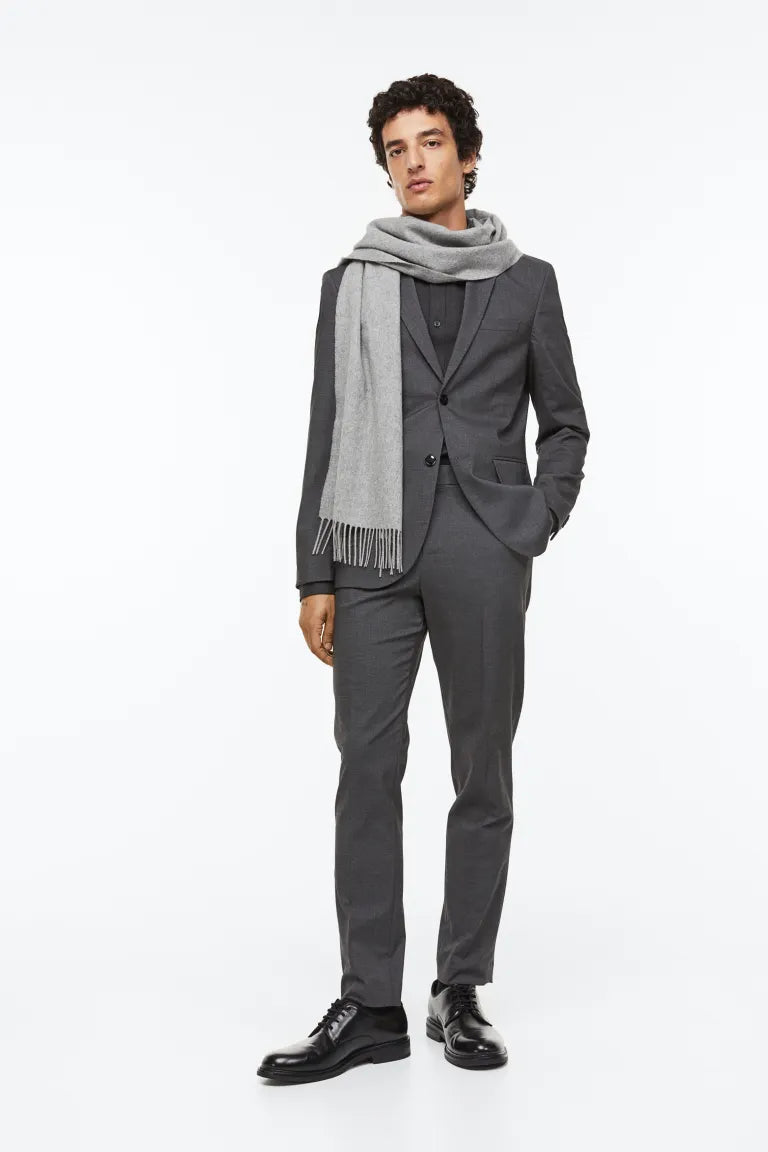 بليزر H&amp;M Slim Fit باللون الرمادي الداكن