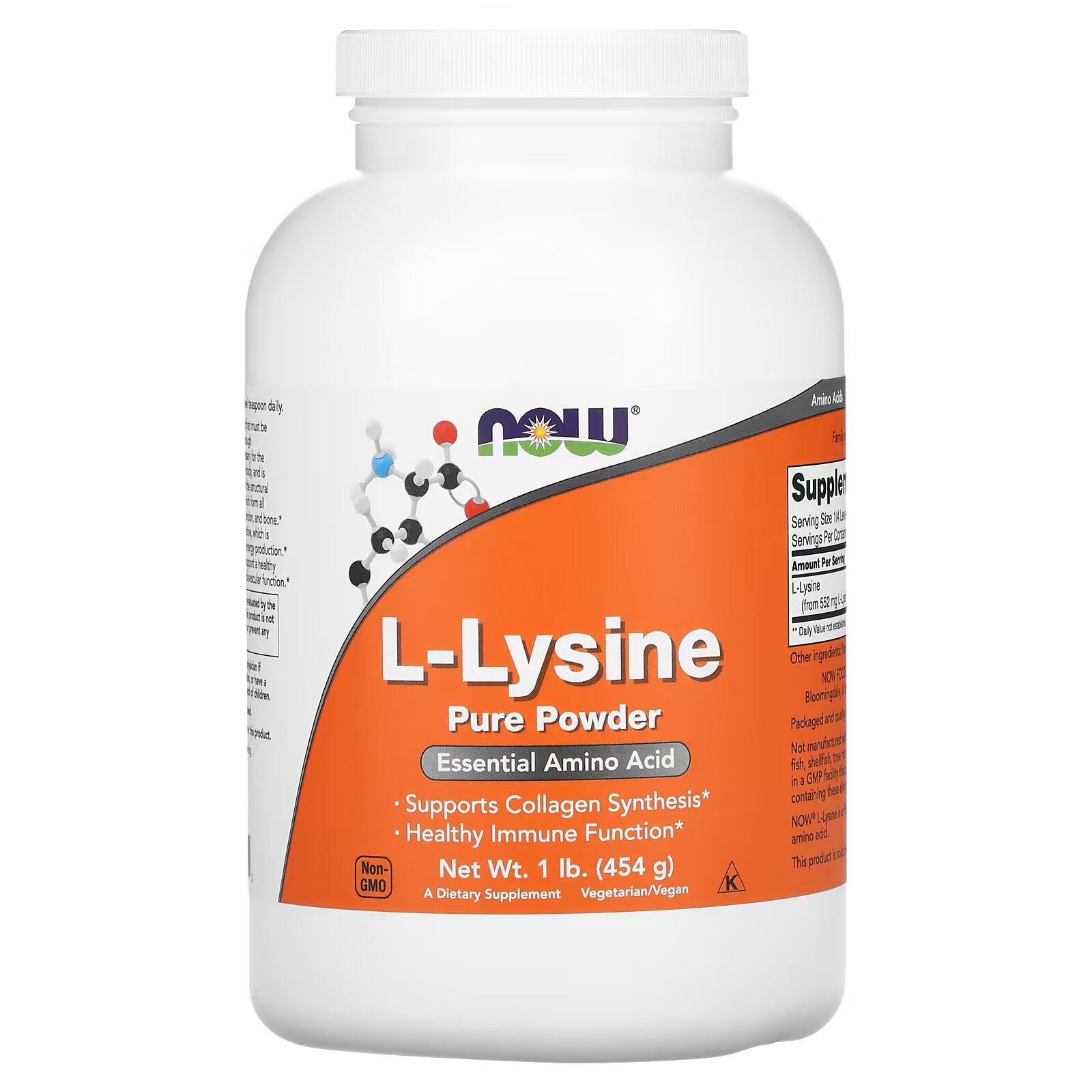 مسحوق L-Lysine النقي من NOW Foods، 454 جم