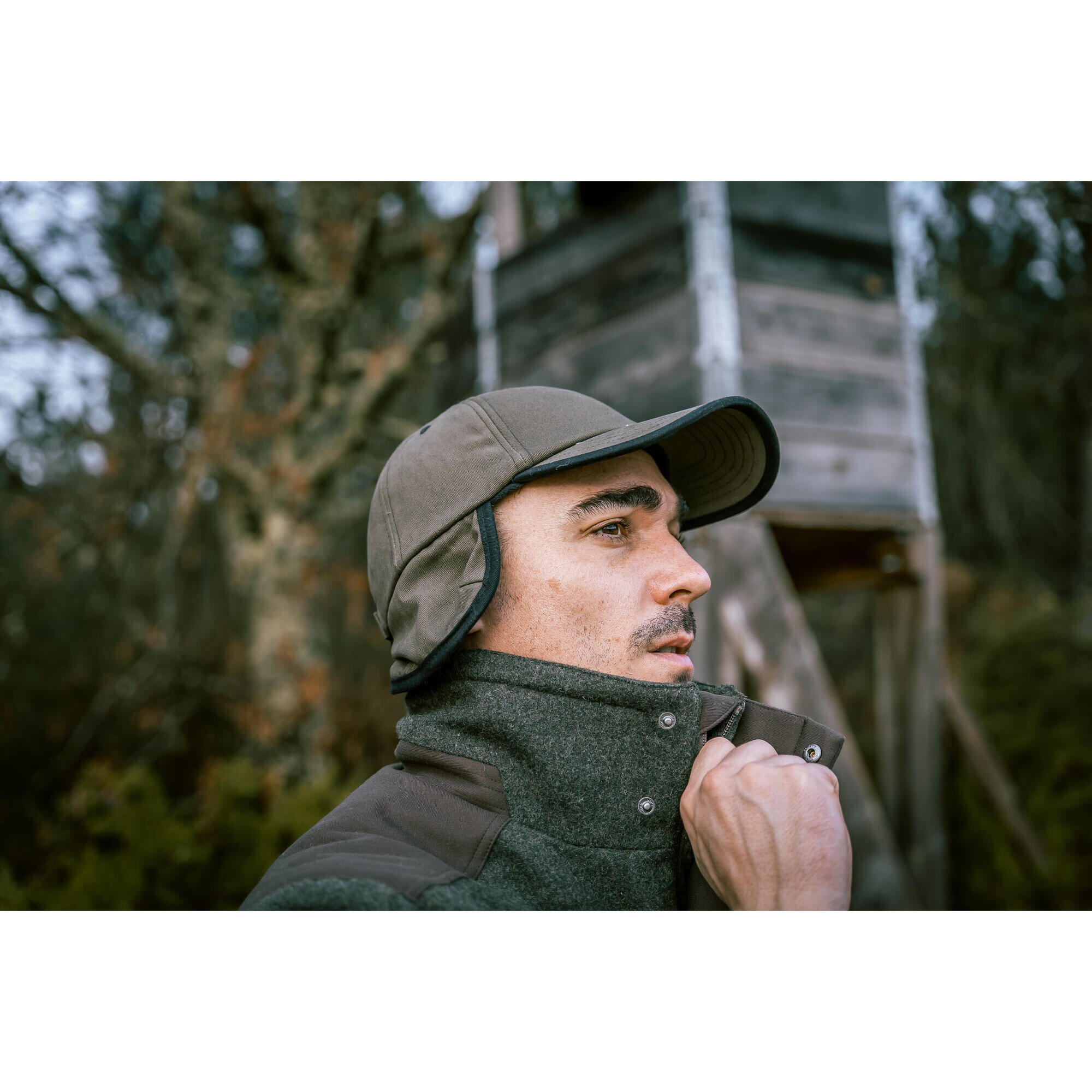 Cap 500 fleece warm green SOLOGNAC, dark khaki/black