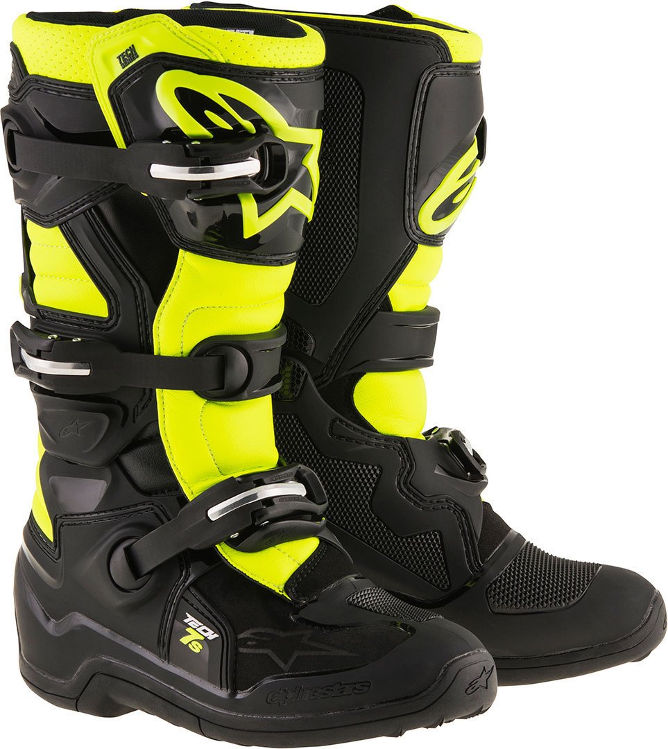 Alpinestars Tech 7S Youth Motocross Boots, Black/Yellow