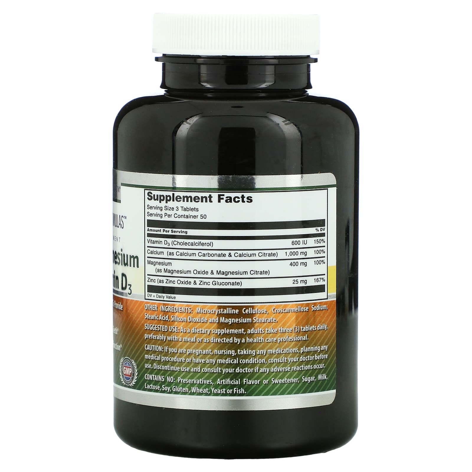 Calcium, Magnesium & Zinc + Vitamin D3, 150 Tablets Amazing Nutrition