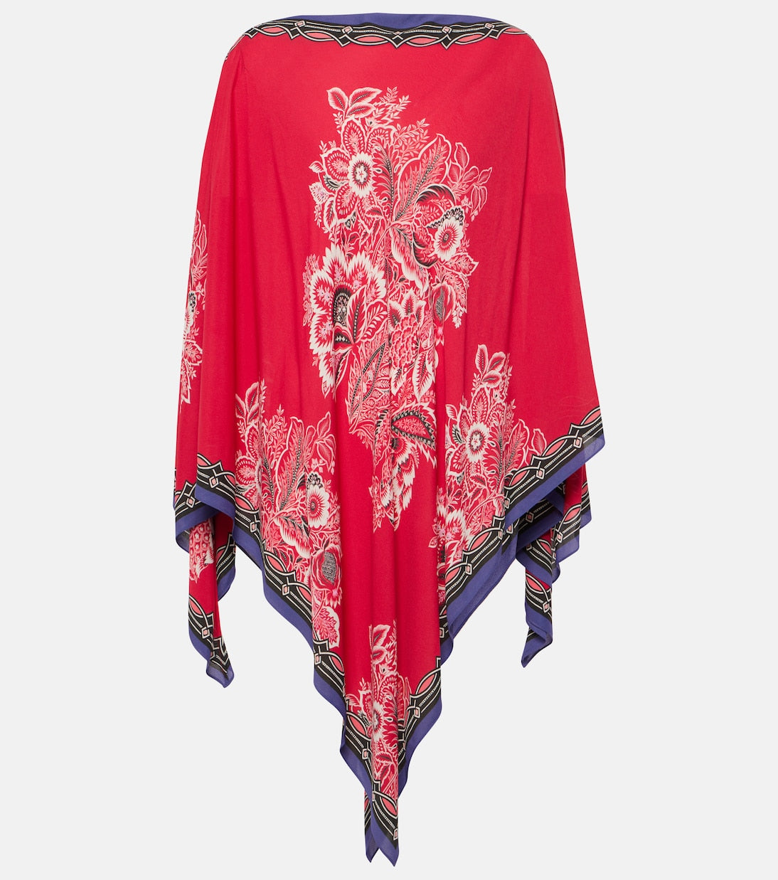 Satin cape with Etro print, red