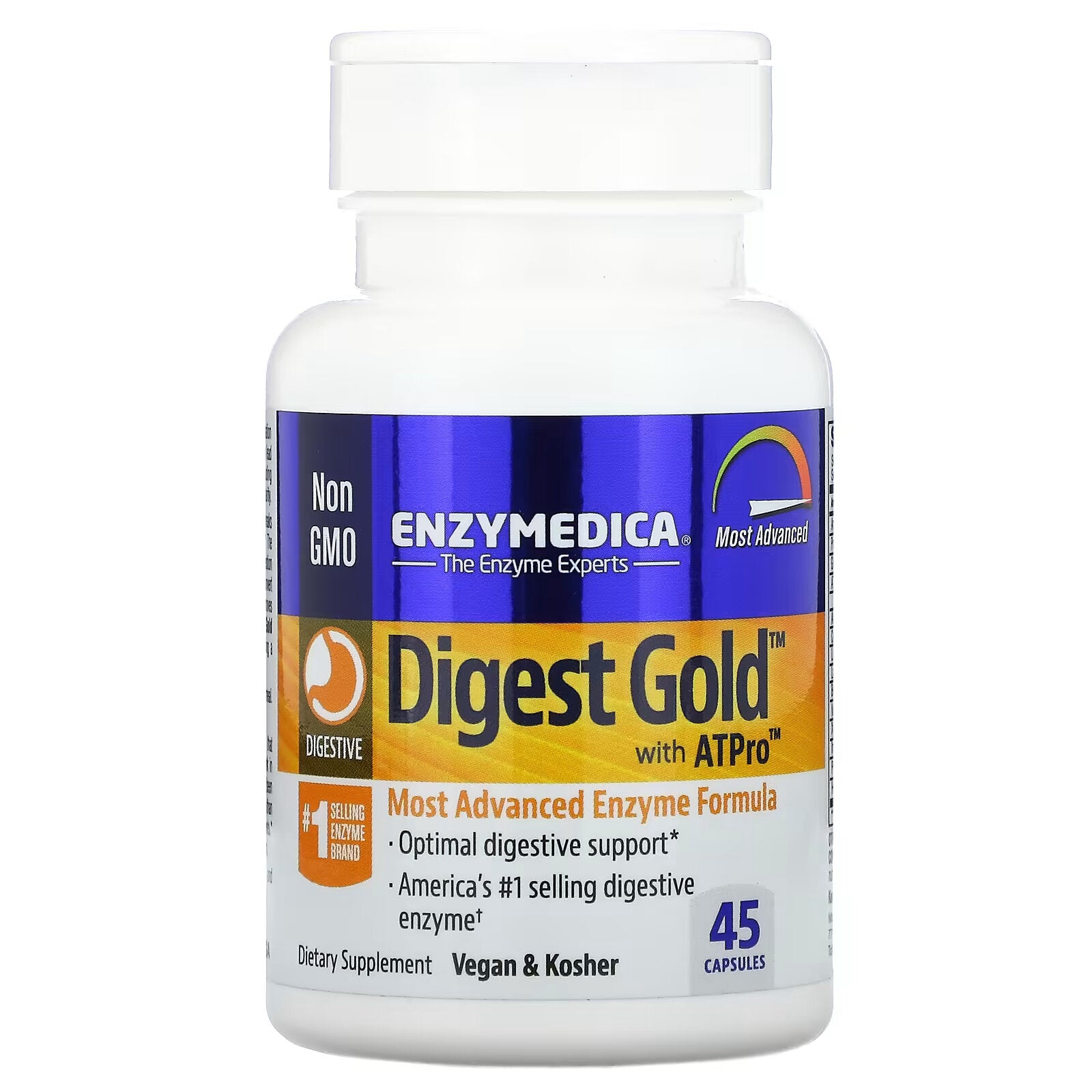 Enzymedica، Digest Gold مع ATPro، مكمل إنزيمي هضمي، 45 كبسولة