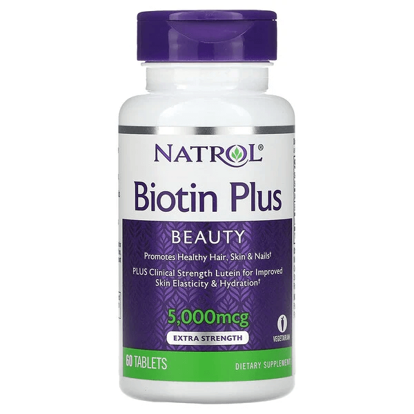 Biotin Plus, Enhanced Potency, 5000 mcg, 60 Tablets, Natrol