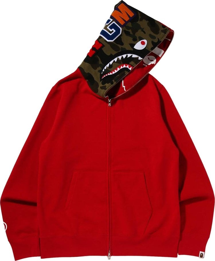 هودي BAPE Crazy Face Full Zip "أحمر"، أحمر