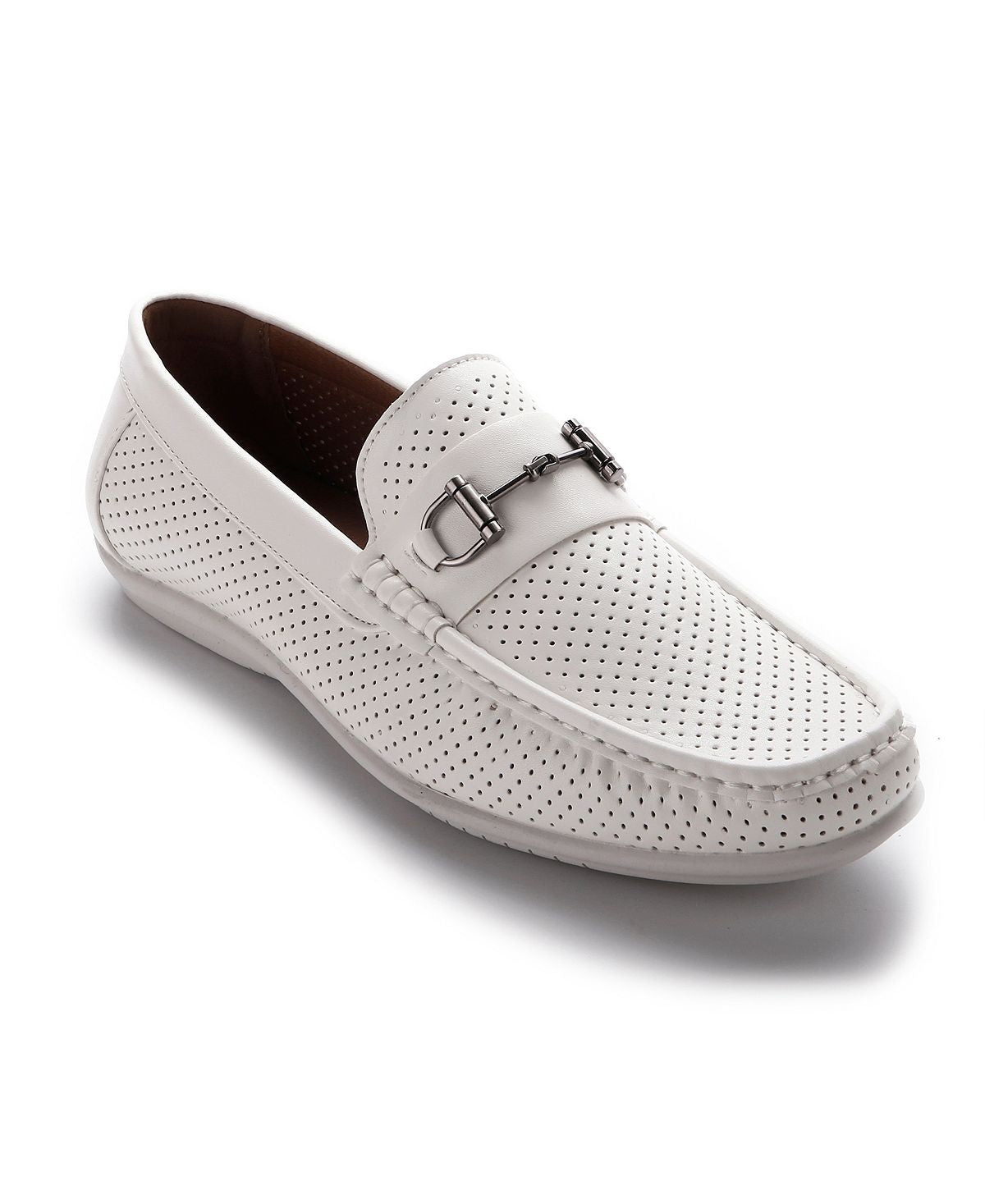 Aston Marc Men's Perforated Classic Moccasins, White