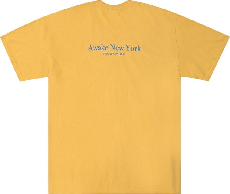 تي شيرت Awake NY Classic Outline Logo بأكمام قصيرة "Mustard"، أصفر