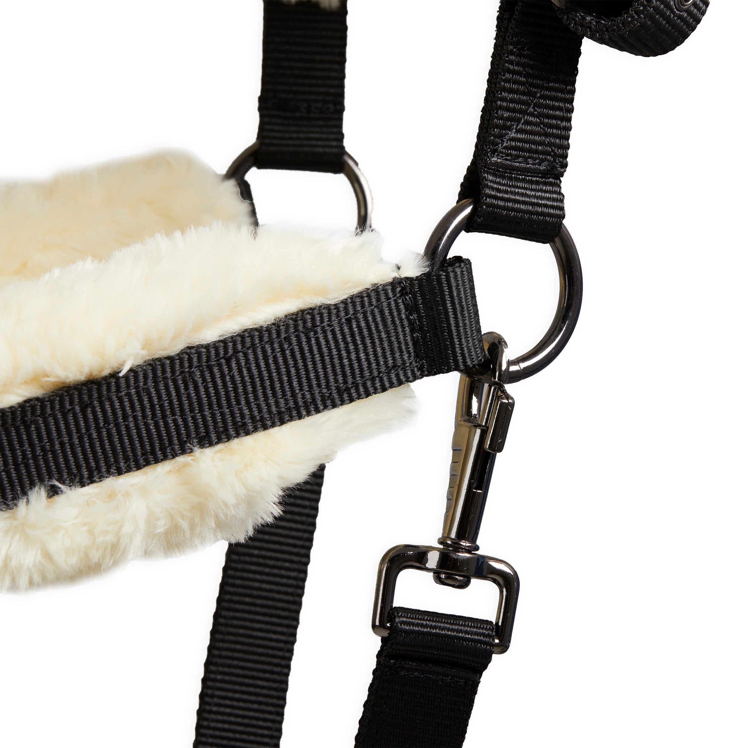 Fouganza horse halter with faux fur, black and white