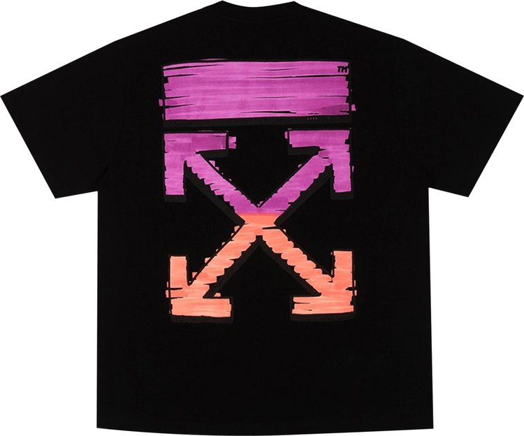 Off-White Marker Short-Sleeve Over Tee 'Black/Fuchsia', black