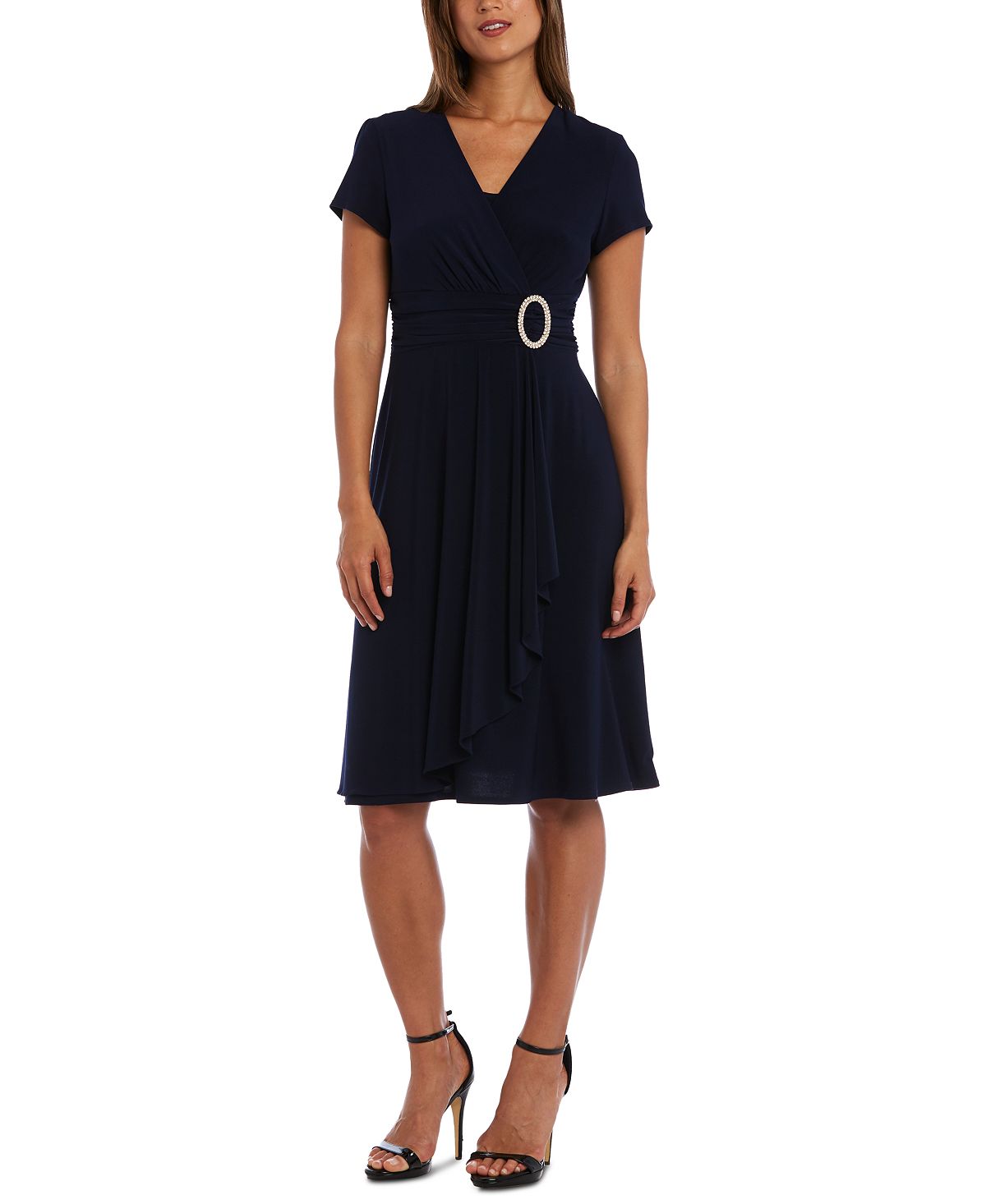 r&m richards short sleeve faux wrap dress R&M Richards blue