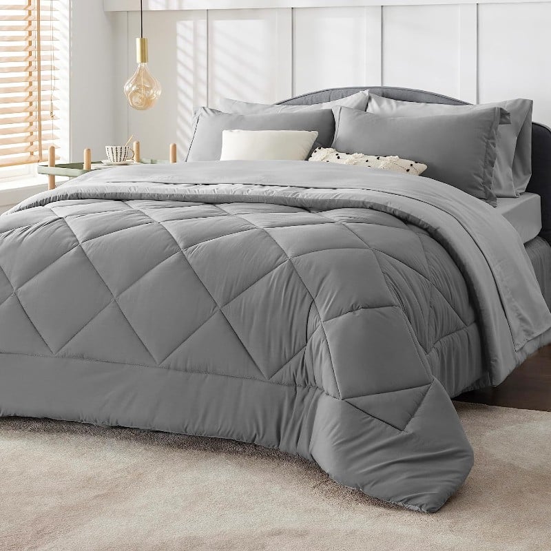 Bedsure Twin Bedding Set, 5 Pieces, Gray