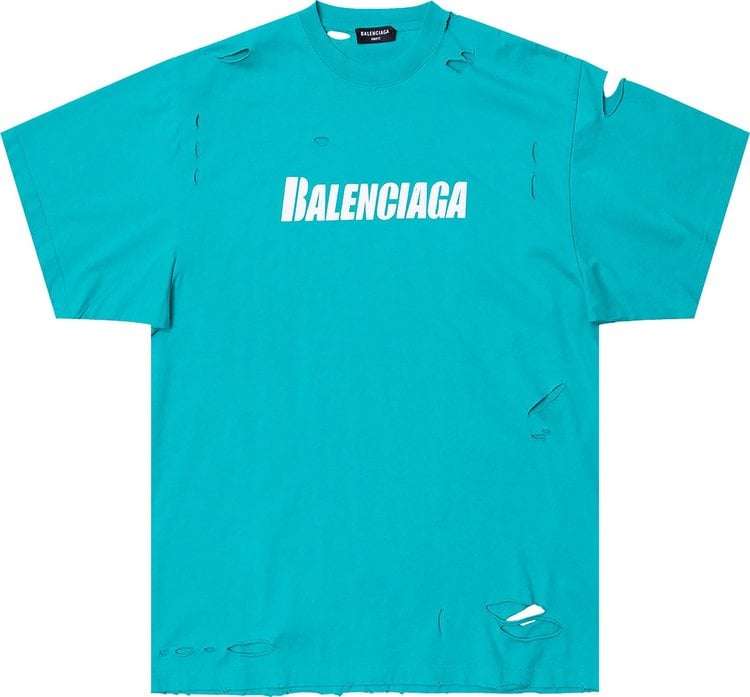 Balenciaga Boxy T-Shirt 'Turquoise/White', blue