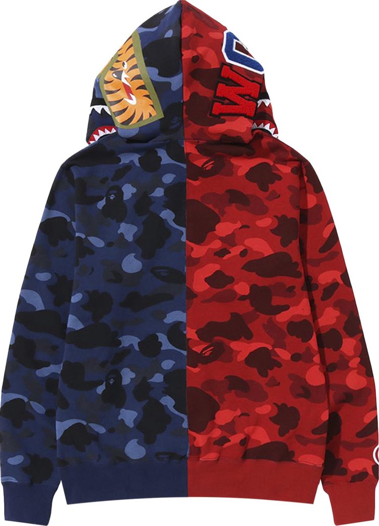 هودي بسحاب كامل من BAPE Color Camo Shark باللون الأحمر/الأزرق الداكن، أحمر