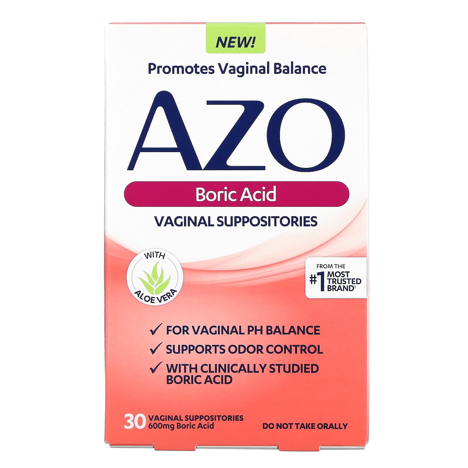 Vaginal Suppositories Azo, boric acid, 30 suppositories