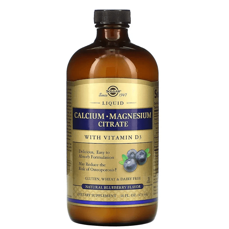 Liquid Calcium Magnesium Citrate with Vitamin D3, Natural Blueberry, Solgar