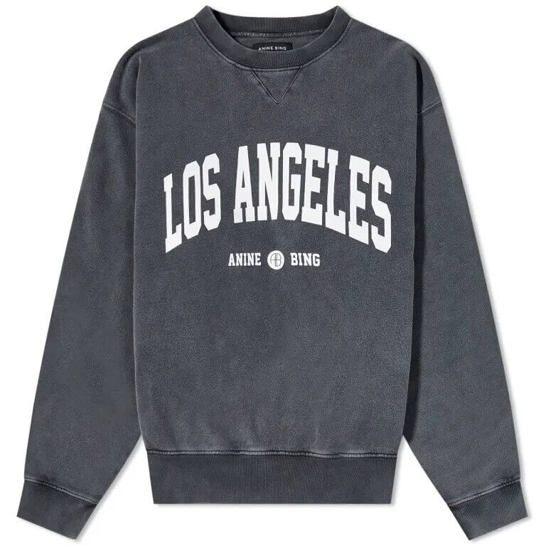 Anine Bing Ramona University Los Angeles Crew Sweatshirt. black