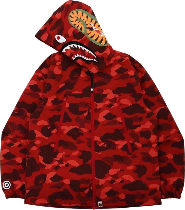 BAPE Color Camo Shark Hoodie Jacket 'Red', red