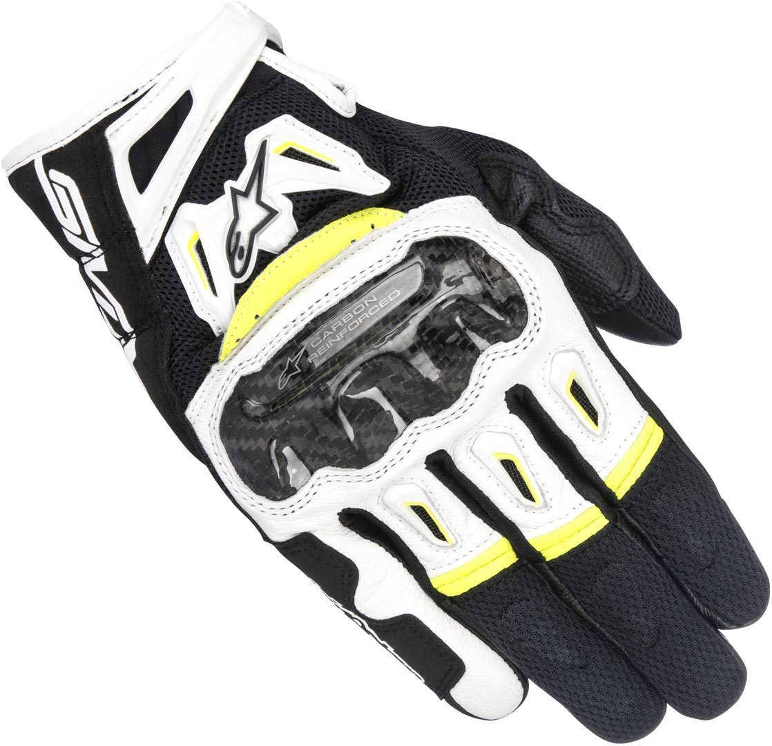 قفازات Alpinestars SMX-2 Air Carbon V2، أسود/أبيض/أصفر