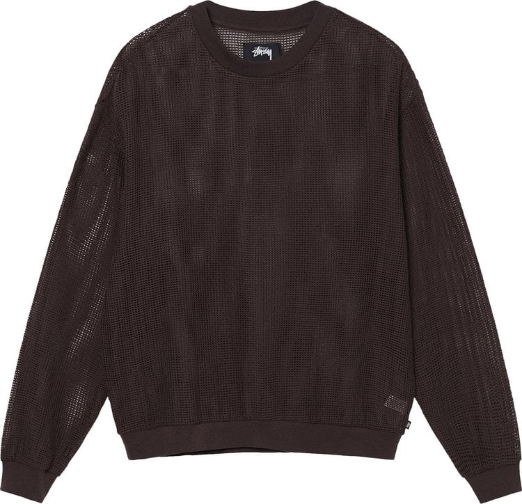 Stussy Cotton Mesh Long-Sleeve Crew 'Brown', brown