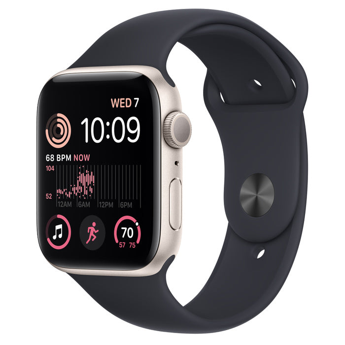 Smartwatch Apple Watch Series SE Gen 2 (GPS), 44 mm, Starlight Aluminum Case/Midnight Sport Band - M/L