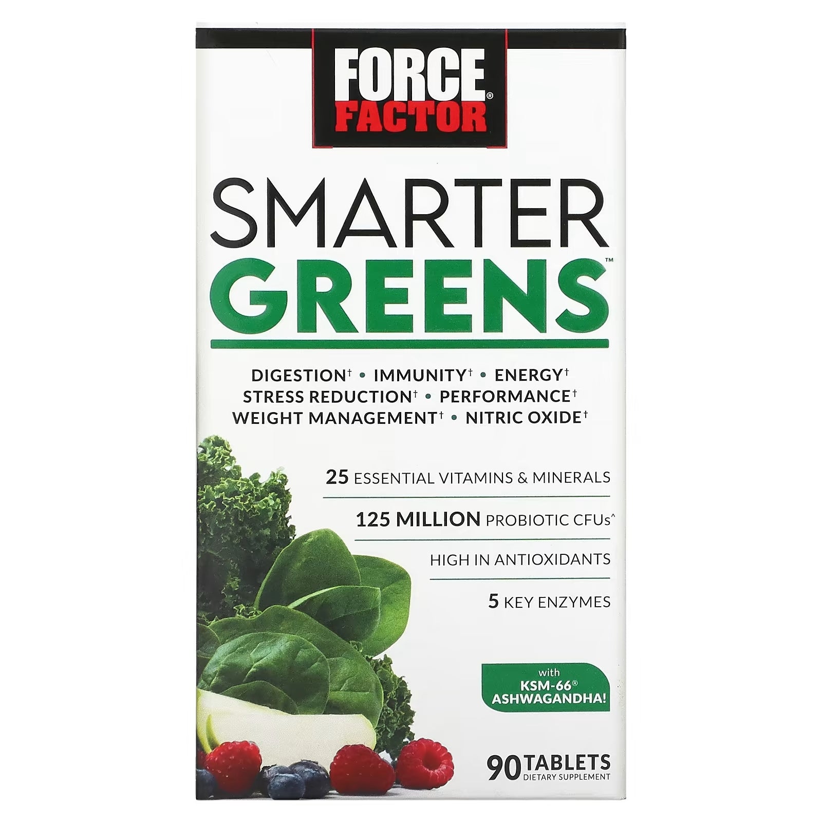 Force Factor Smarter Greens Herbal Supplement, 90 Tablets