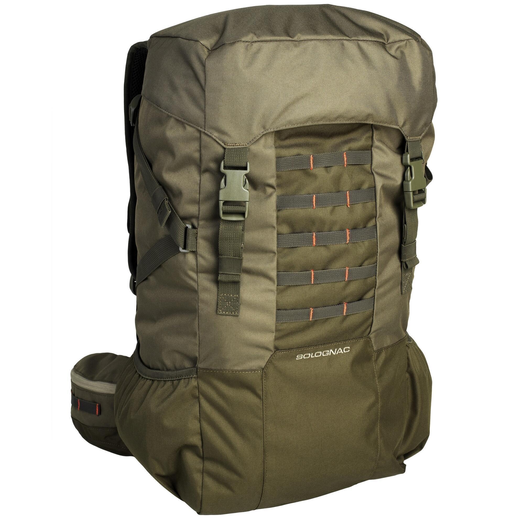 Hunting backpack Solognac 50 l, khaki green/dark khaki