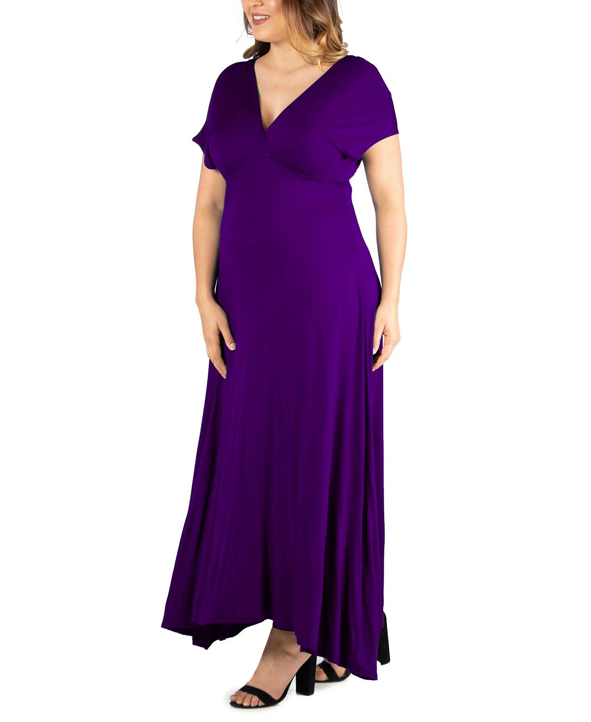 Women's Plus Size High Waist Maxi Dress 24seven Comfort Apparel violet