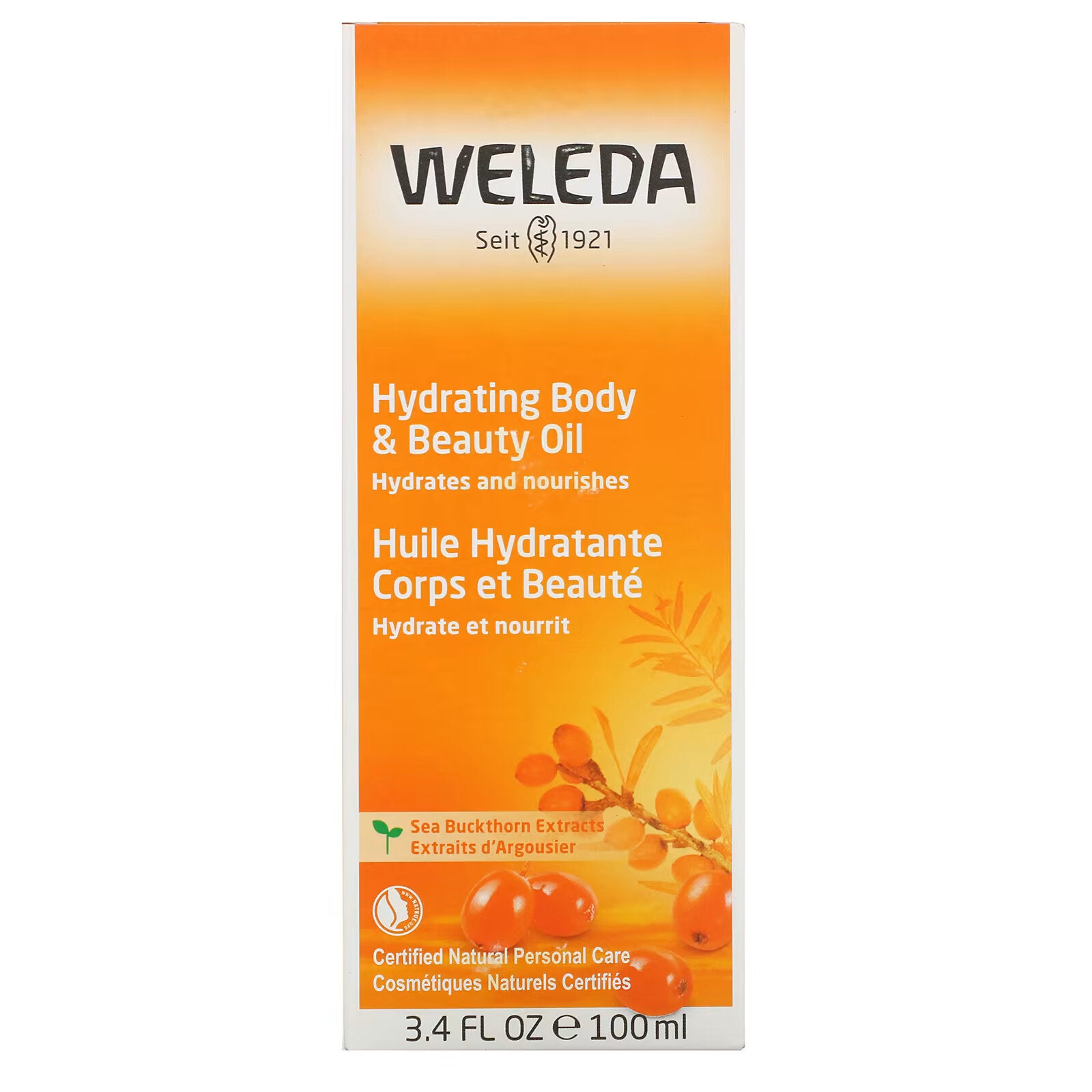 Weleda, Hydrating Body & Beauty Oil, Sea Buckthorn Extract, 3.4 fl oz (100 ml)