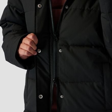 Women's Stoic insulated parka with buttons on the front, black