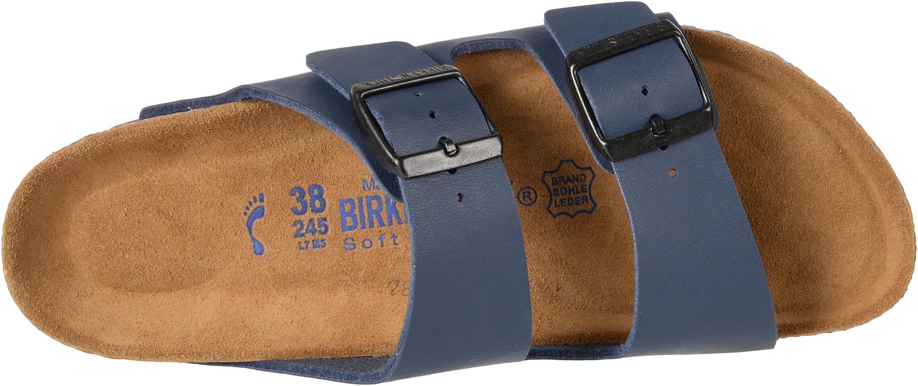 Arizona Soft Footbed Flat Sandals - Birko-Flor (Unisex) Birkenstock, Navy Birko-Flor