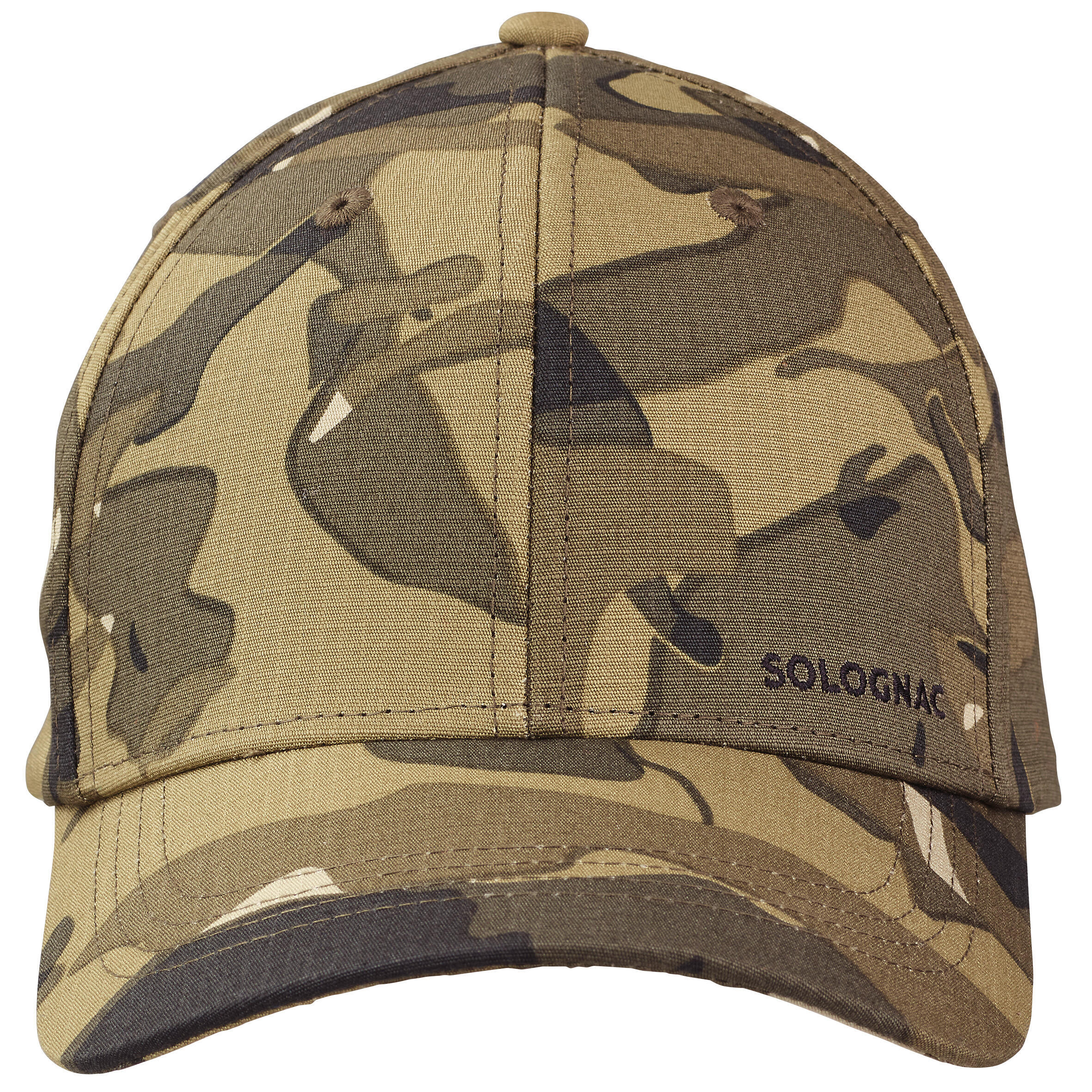 Cap WOODLAND 500 durable camouflage/green/brown SOLOGNAC, dark cocoa