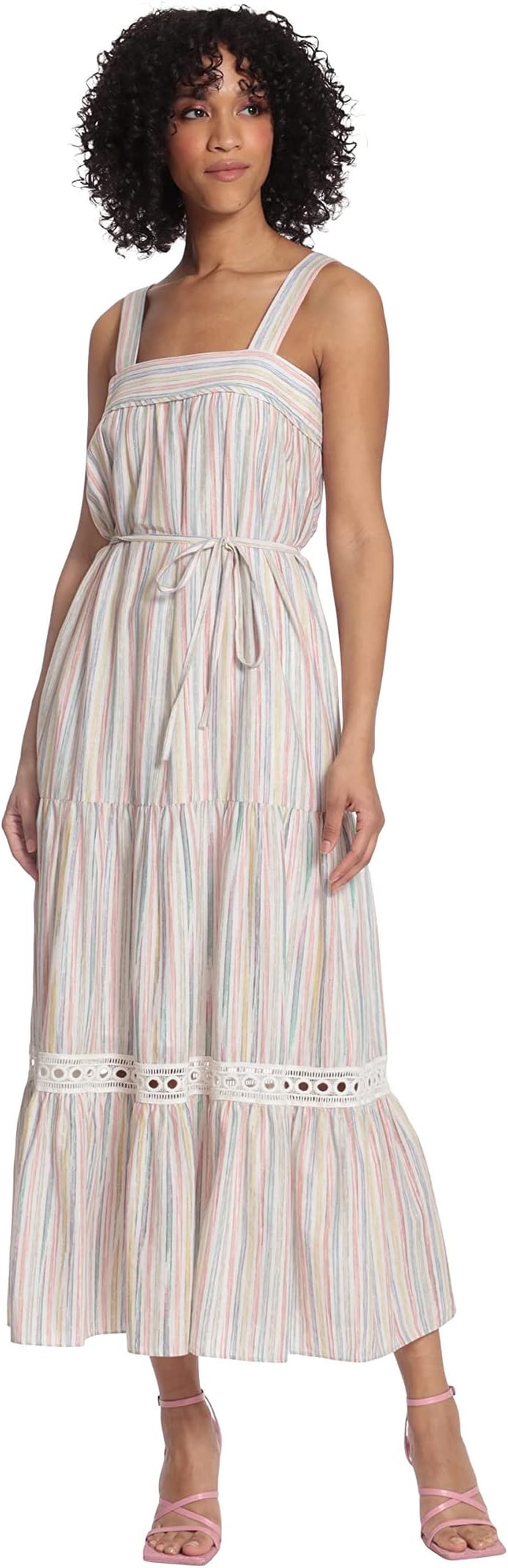 Striped Maxi with Trim Maggy London Dress in Ivory Multi