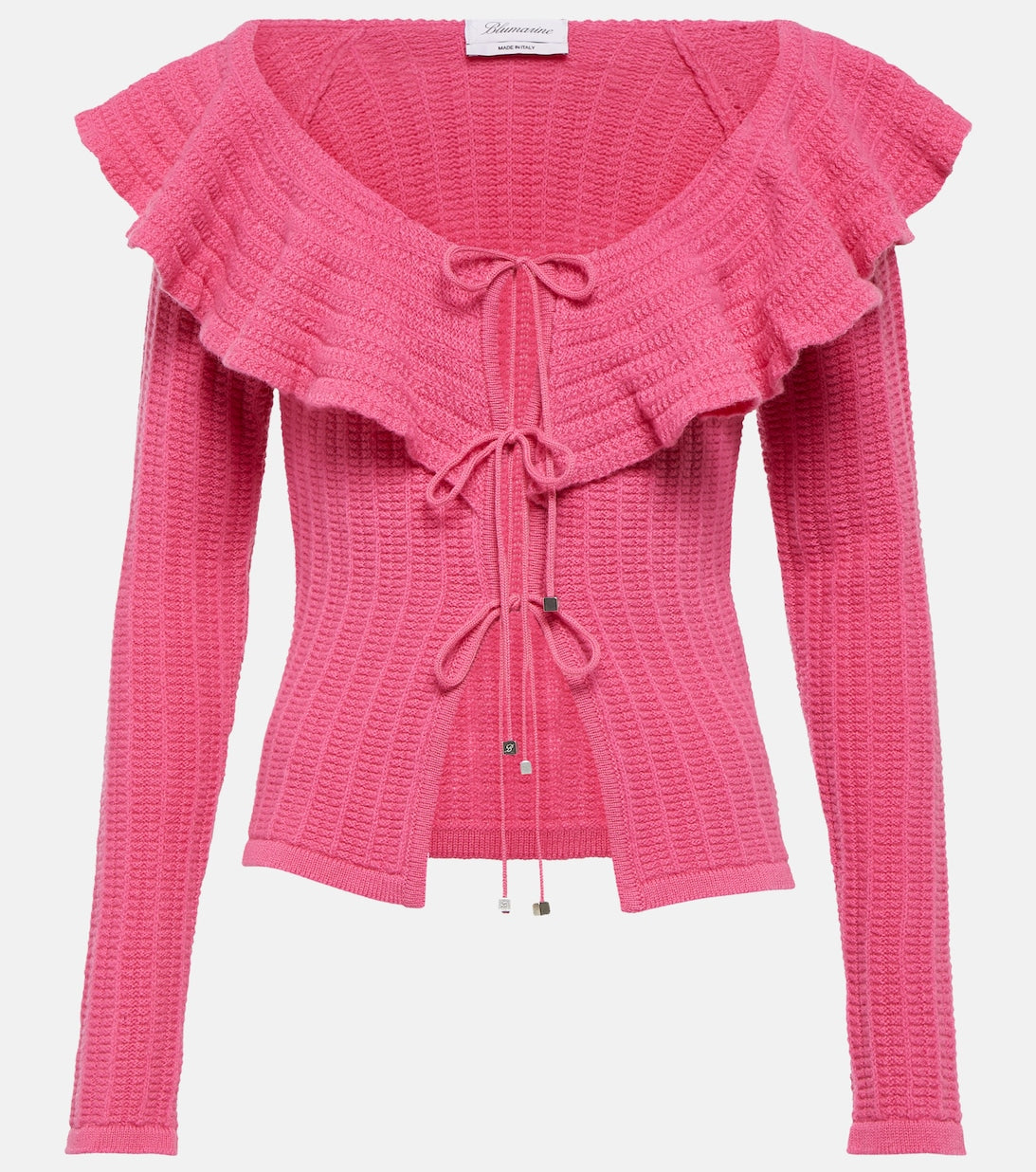 BLUMARINE wool top with ruffles, pink