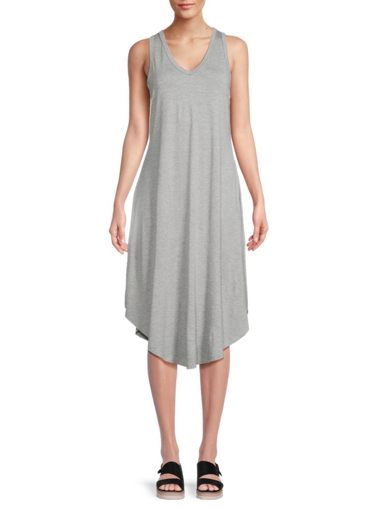 Renee C. Asymmetrical Midi Tank Dress in Heather Gray