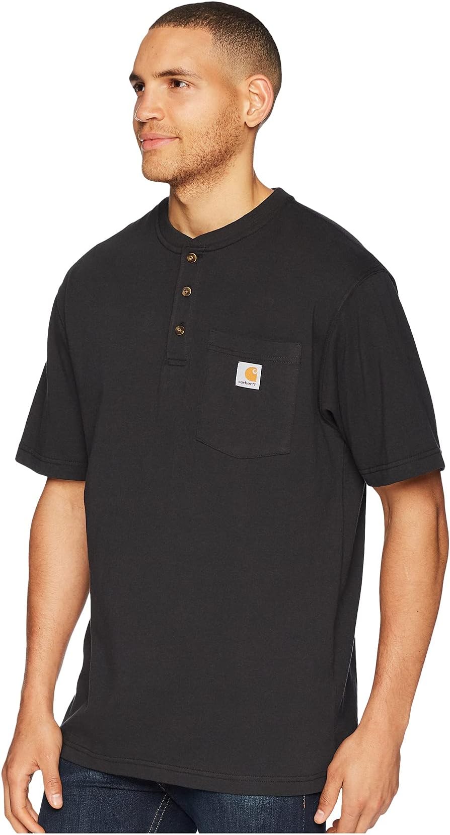 ملابس العمل ذات الجيب (S/S Henley) Carhartt، باللون الأسود