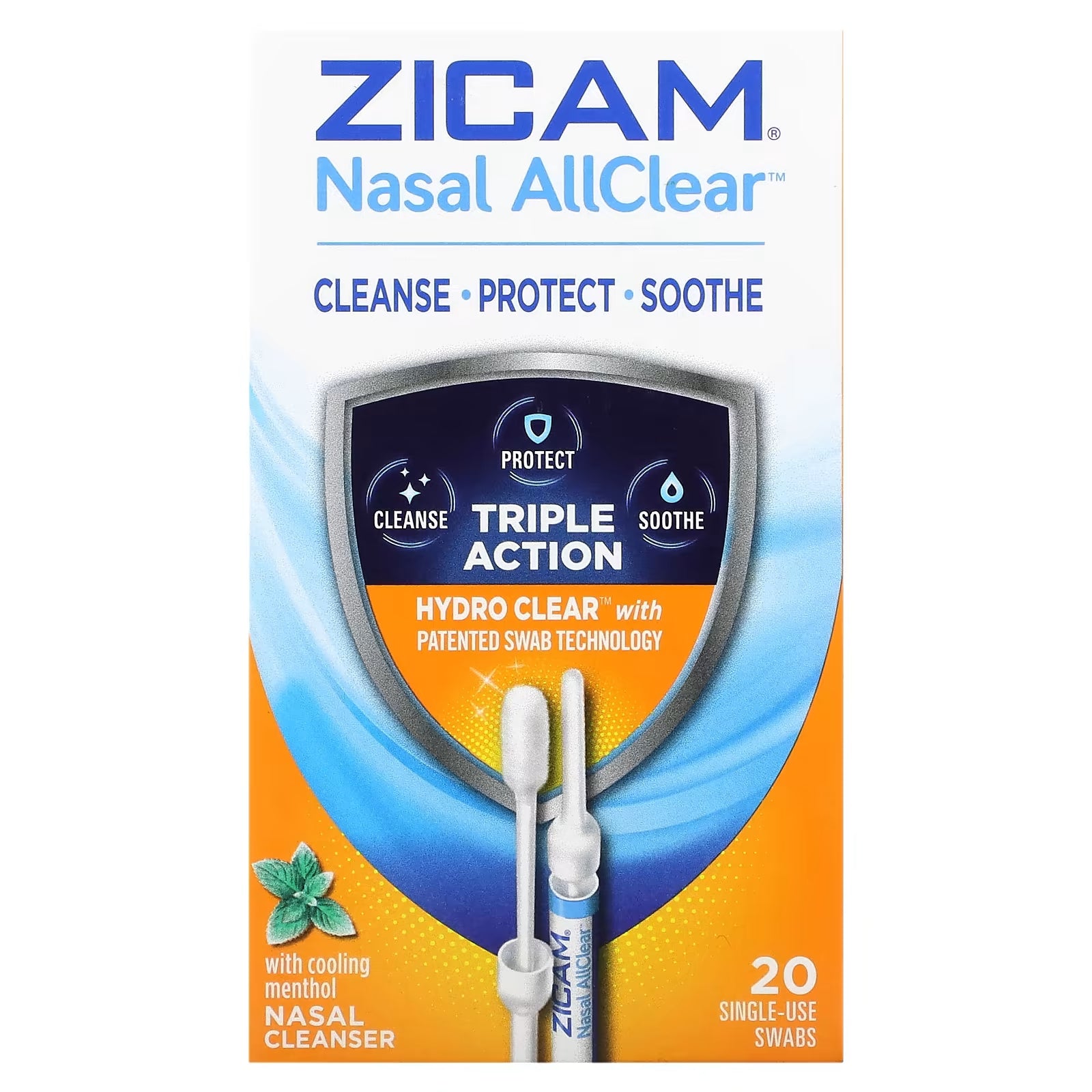 Zicam Nasal All  Clear nasal cleanser with cooling menthol 20 disposable tampons