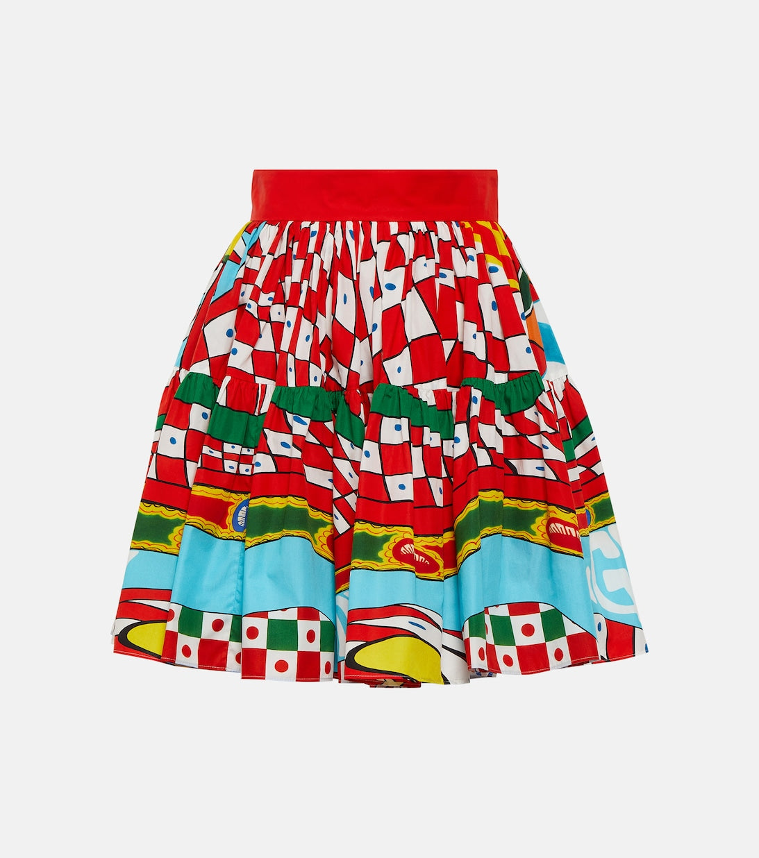 Cotton poplin miniskirt with DOLCE&GABBANA print, multicolor