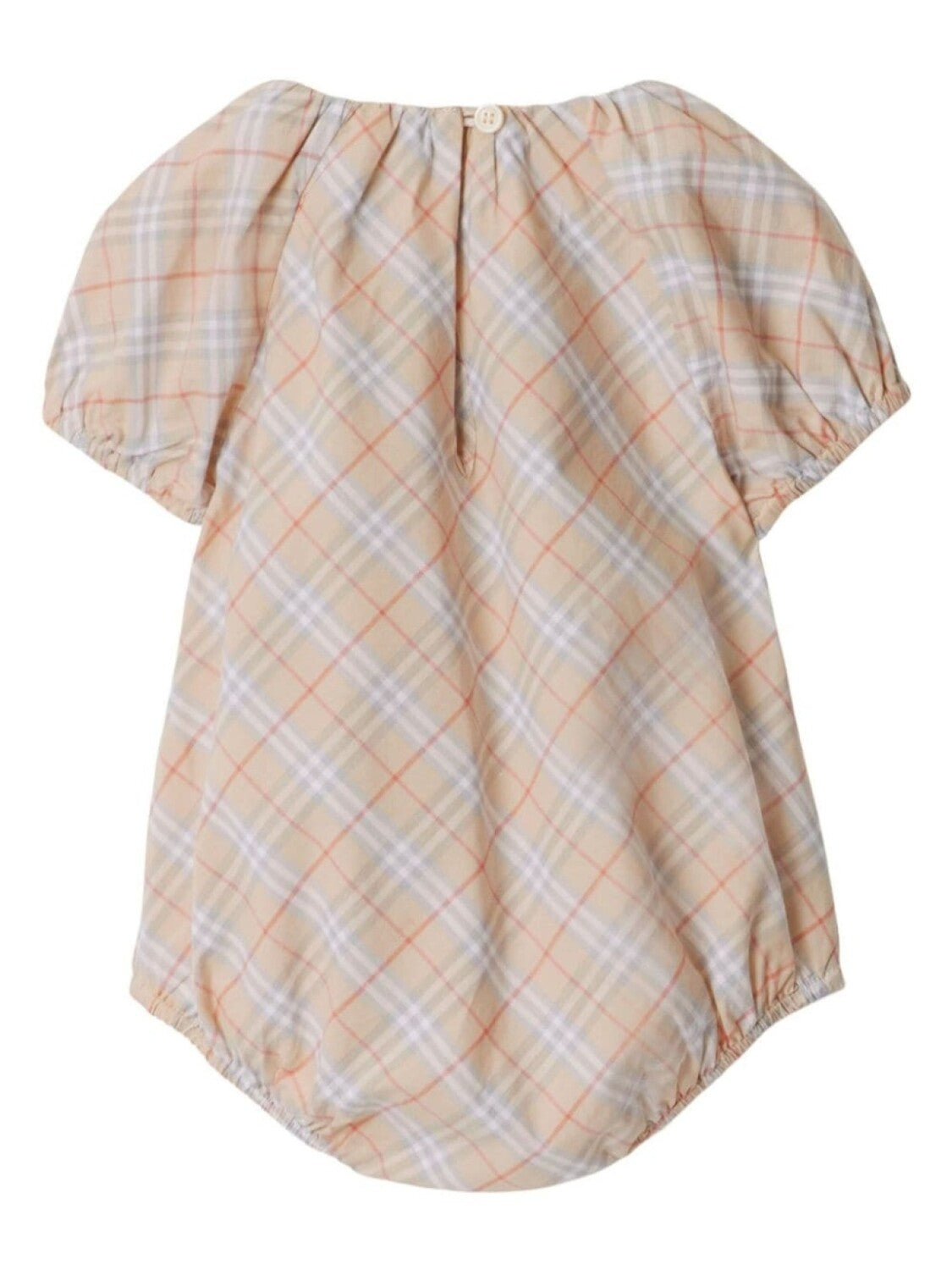 Burberry Kids Check Cotton Bodysuit, Beige