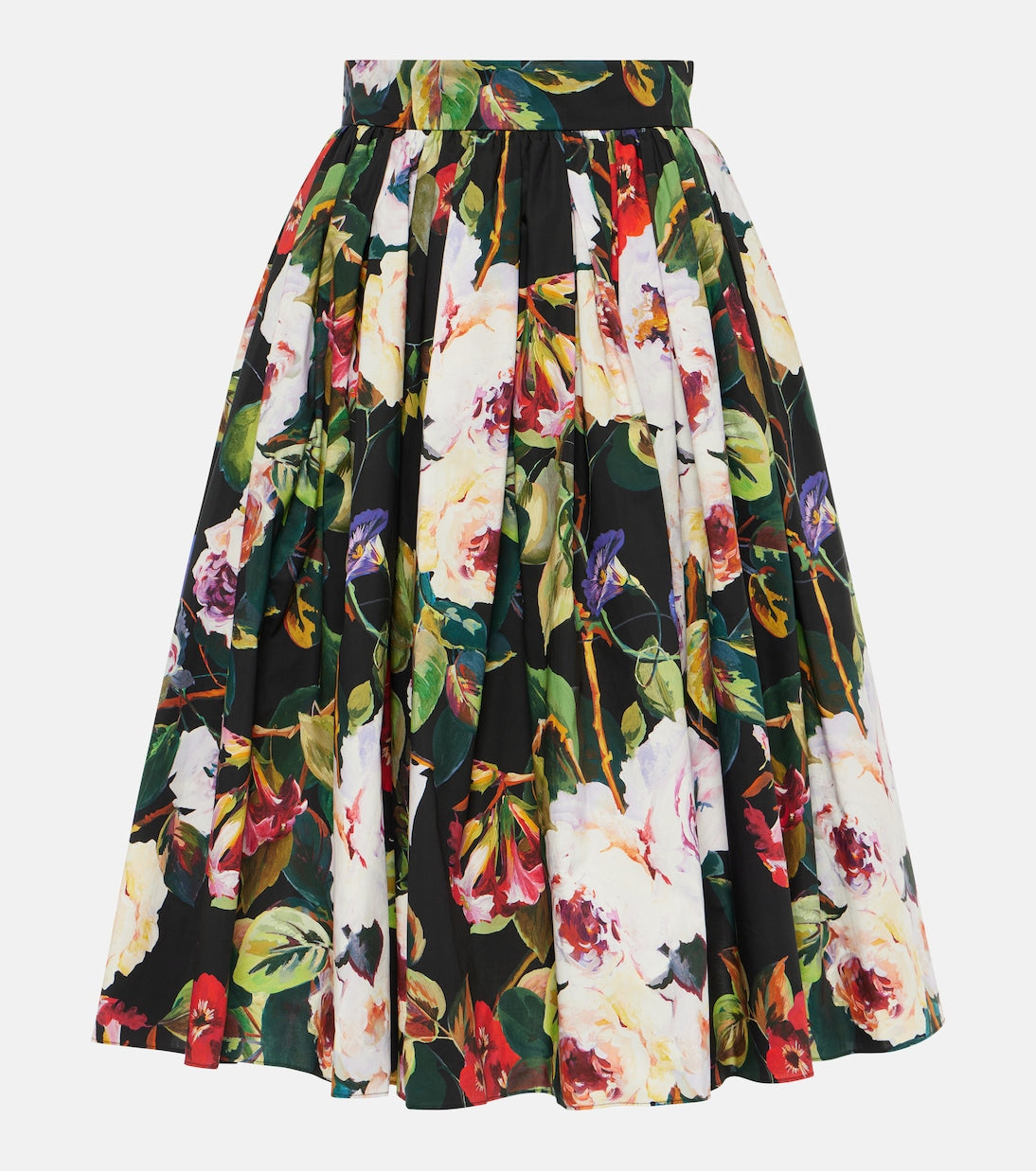 Cotton midi skirt with Dolce&Gabbana print, multicolor